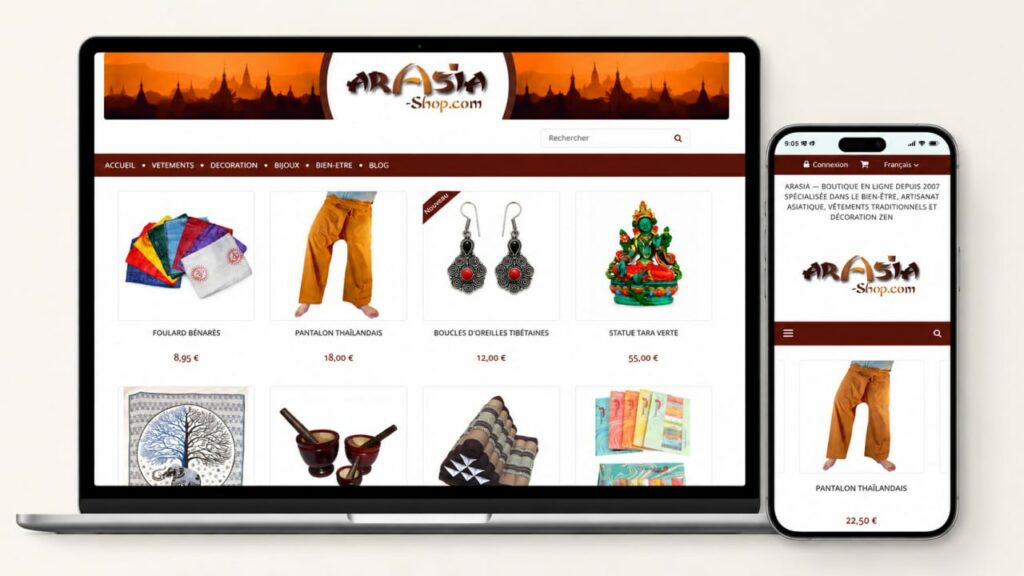 Presentation of the Arasia e-commerce website